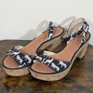 Diane Von Furstenberg Odelia Platform Sandals Animal Print Crisscross 9.5M